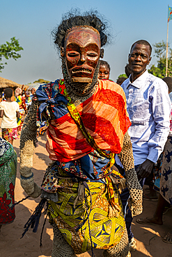 Traditional masked man, Tshikapa, Kasai, Democratic Republic of Congo, Africa