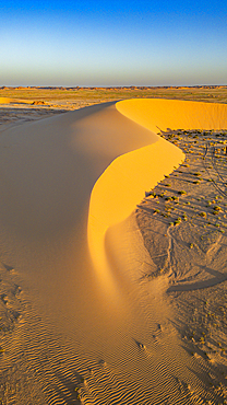 Aerial of a beautiful sand dune in the Tibesti Mountains, Chad, Africa