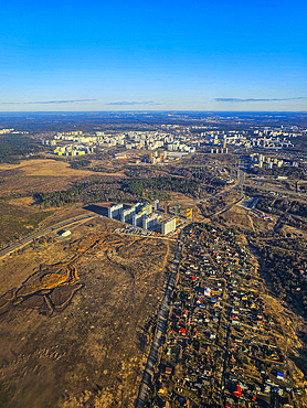 Aerial of the satellitte cities of Moscow, Russia