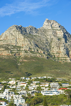 Camps Bay with the Table Mountain in the background, suburb of Cape Town, South Africa, Africa