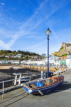 The town of Mont Orgueil and its castle, Jersey, Channel Islands, United Kingdom, Europe 