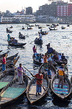 Passenger Canoes in the port of Dhaka, Bangladesh, Asia