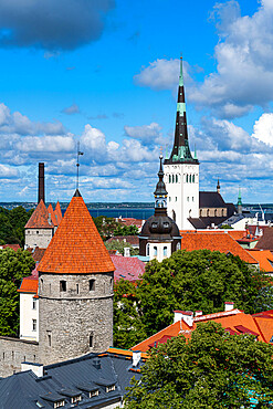 View over the Old Town of Tallinn, UNESCO World Heritage Site, Estonia, Europe