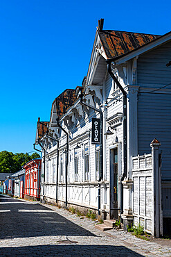 Old wooden buildings in Old Rauma, UNESCO World Heritage Site, Finland, Europe