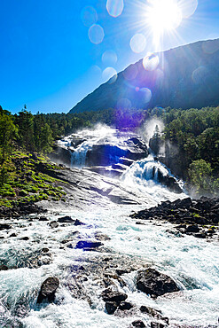 Tveitafossen waterfall, Kinsarvik, Vestland, Norway, Scandinavia, Europe