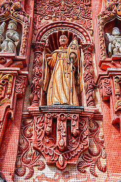 Beautiful facade of the Landa Mission, UNESCO World Heritage Site, Franciscan Missions in the Sierra Gorda of Queretaro, Landa de Matamoros, Queretaro, Mexico, North America