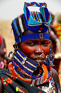 Traditional dressed woman of the Jiye tribe, Eastern Equatoria State, South Sudan, Africa