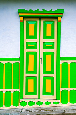 Colourful doors, Salento, UNESCO World Heritage Site, Coffee Cultural Landscape, Colombia, South America