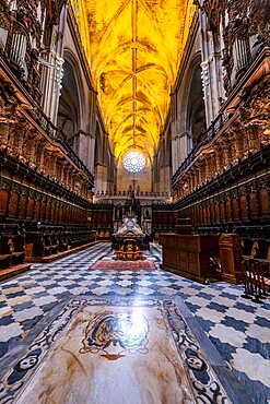 Interior of the Unesco site the cathedral of Seville, Andalucia, Spain