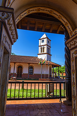 Front portal of the Mission of Concepcion, Jesuit Missions of Chiquitos, UNESCO World Heritage Site, Santa Cruz department, Bolivia, South America