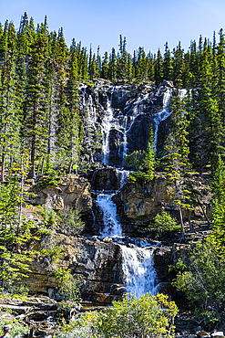 Waterfall along the Glacier Parkway, Alberta, Canada, North America