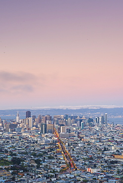 View of the city from Twin Peaks, San Francisco, California, United States of America, North America