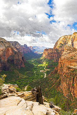 View down Zion Canyon from Angels Landing, Zion National Park, Utah, United States of America, North America