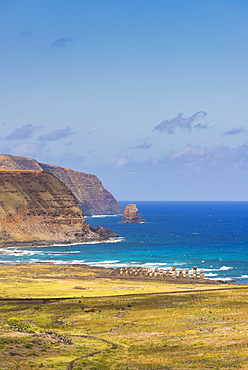 Moai heads of Easter Island, Rapa Nui National Park, UNESCO World Heritage Site, Easter Island, Chile, South America