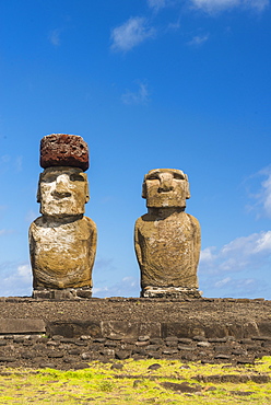 Moai heads of Easter Island, Rapa Nui National Park, UNESCO World Heritage Site, Easter Island, Chile, South America