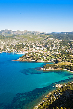 View over Cassis, Bouches du Rhone, Provence, Provence-Alpes-Cote d'Azur, French Riviera, France, Mediterranean, Europe