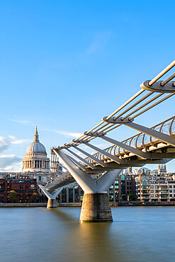 Millennium Bridge and St. Paul's Cathedral, London, England, United Kingdom, Europe