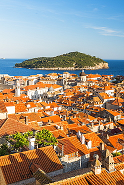 View of Dubrovnik from the city walls, UNESCO World Heritage Site, Dubrovnik, Croatia, Europe