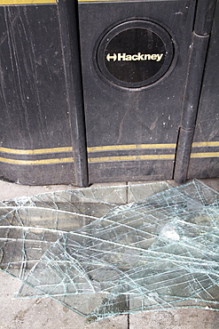 Damage caused by rioters in hackney, london, uk