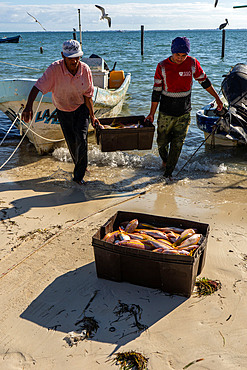 Fishermen in Puero Juarez, Quintana Roo state,Mexico