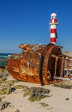 Lighthouse in the Caribbean beaches of Cancun, Quintana Roo state,Mexico