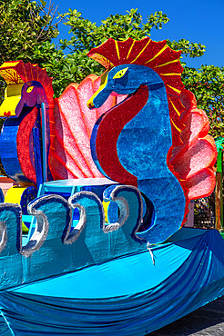 Carnival floats in the Caribbean island of Isla Mujeres near Cancun, Quintana Roo state,Mexico