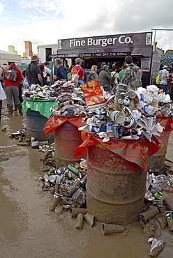 Uk rubbish accumulated at glastonbury. 2007 england