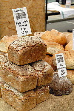 Uk. Wholemeal bread sale at at broadway market in london