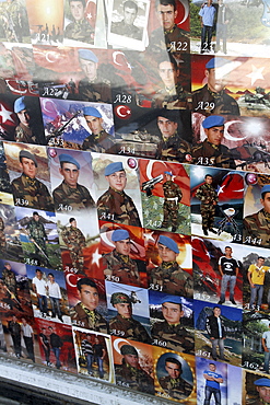 Photos of Turkish conscript soldiers at a shop in occupied North Cyprus, along the Green Line in Nicosia