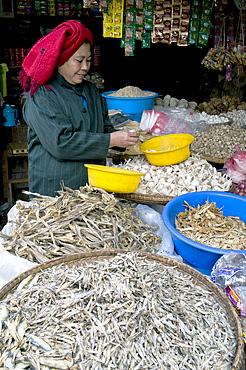 Myanmar (burma) fish vendors in the market in katha,, where george orwells burmese days was set