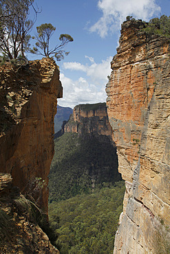 The Hanging Cliffs rock formation at the Blue Mountains National Park, UNESCO World Heritage Site, New South Wales, Australia, Pacific