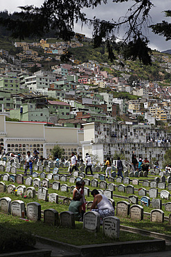 Day of the Dead remembrance at cemetery in Quito, Ecuador, South America