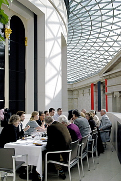 Uk visitors having lunch at the british library, london