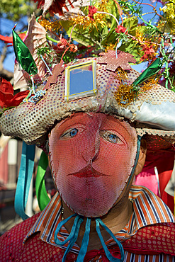 Masked reveller at carnival parade in Granada, Nicaragua, Central America