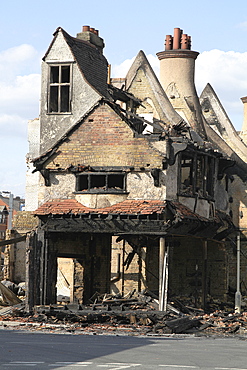 Damage to property after riots and looting in Croydon, London, UK ;