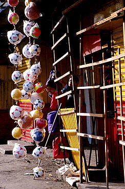 Football vendor in Bogota, Colombia