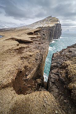 Cliff view, Vagar Island, Faroe Islands, Denmark, Europe