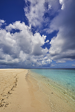 The tumultuous clouds of a tropical thunderstorm gather over the waters off Havodda Island, Gaafu Dhaalu atoll, in the far south of the Maldives, in the Indian Ocean.