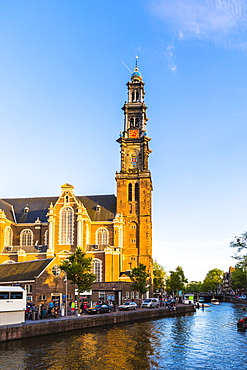 Prinsengracht Canal and Westerkerk, Amsterdam, Netherlands, Europe