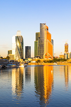 Skyscrapers in business center of Presnensky District, beside the Moscow River, Moscow, Russia, Europe