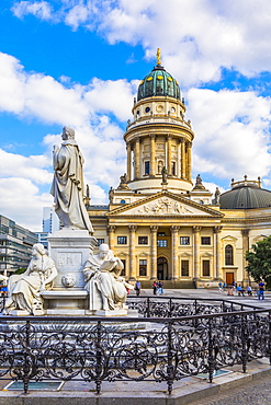 Statue in front of Deutscher Dom on Gendarmenmarkt square, Berlin, Germany