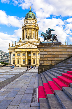 Statue in front of Deutscher Dom on Gendarmenmarkt square, Berlin, Germany