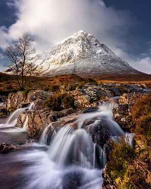 Buachaille Etive Mor and the River Coupall, Glen Etive, Western Highlands, Scotland, United Kingdom, Europe