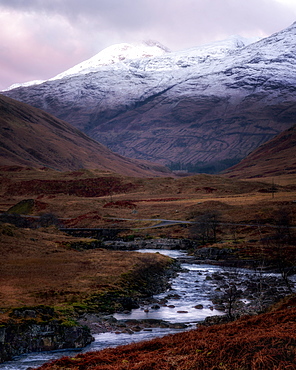 Winter in Glen Etive, Scottish Highlands, Scotland, United Kingdom, Europe