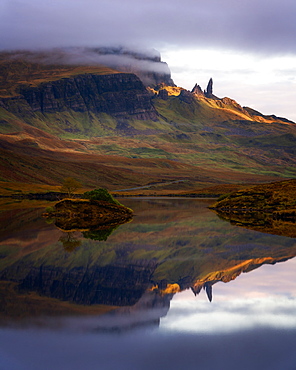 Loch Fada and the Old Man of Storr, Isle of Skye, Inner Hebrides, Scotland, United Kingdom, Europe