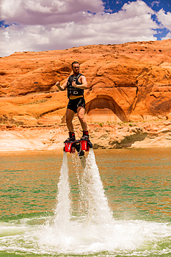 Flyboarding with Bravada Yachts on Lake Powell, border of Arizona and Utah, United States of America, North America