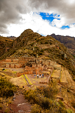 Pisaq Ruins from a distance, Sacred Valley, Peru, South America