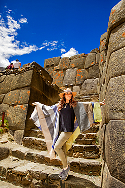 Woman on trail near Ollantaytambo, Peru, South America