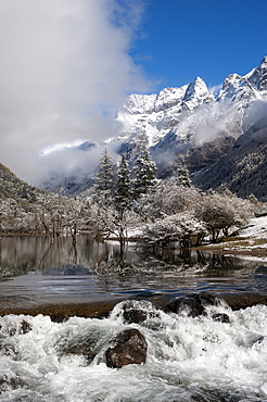 Early in morning frost in Mount Siguniang, an area of outstanding natural beauty in Sichuan Province, China, Asia