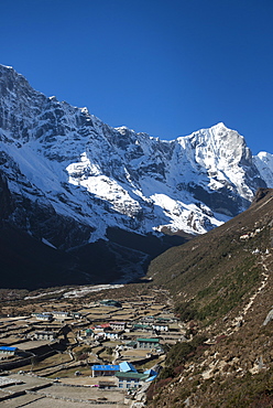 The little mountain village and monastery of Thame in the Khumbu Region, Nepal, Himalayas, Asia